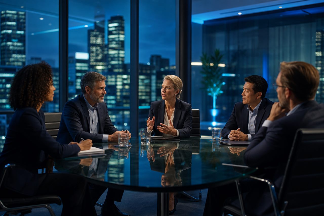 Executive leadership session in a business setting